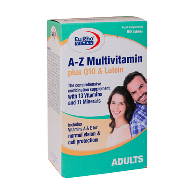 قرص A Z مولتی ویتامین پلاس کیوتن و لوتیین (A Z Multivitamin Plus Q10 And Lutein) یورو ویتال بسته 60 عددی