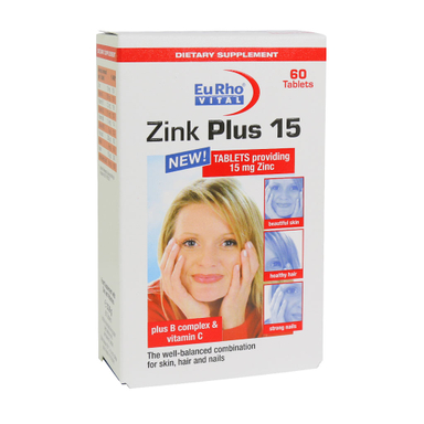قرص زینک پلاس یوروویتال 15 میلی گرمی (Eurhovital Zinc Plus 15 mg) بسته 60 عددی