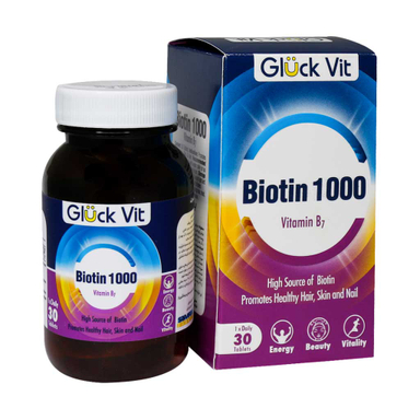 قرص بیوتین 1000 میکروگرمی گلوک ویت بسته 30 عددی