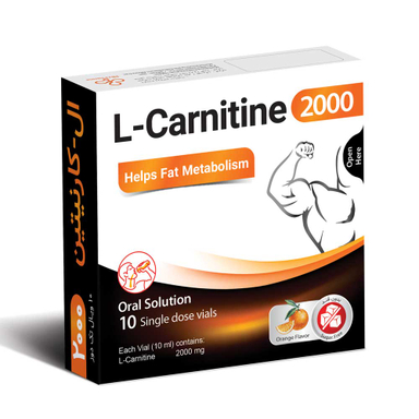 محلول خوراکی ال کارنیتین 2000 (Oral Solution L Carnitine 2000) پارس بهروزان جم فارما طعم پرتقال بسته 10 عدد