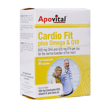 کپسول تقویت قلب کاردیو فیت پلاس امگا و کیوتن (Cardio Fit Plus Omega And Q10)آپوویتال بسته 30 عددی