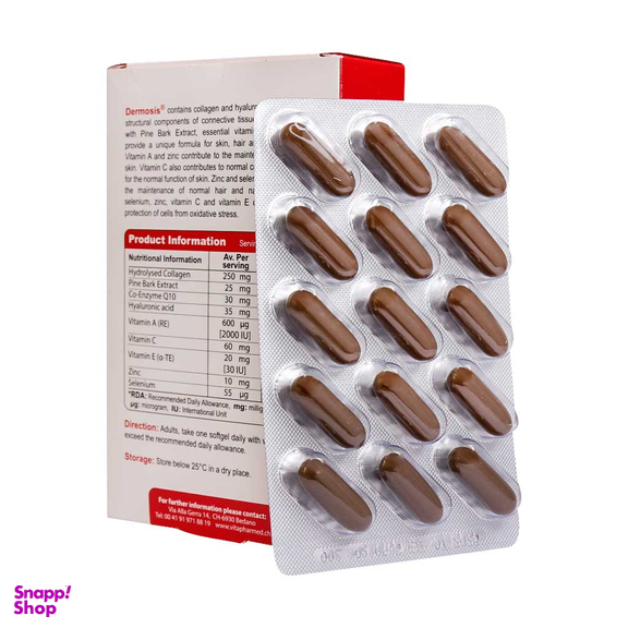 سافت ژل درموسیس کلاژن پلاس هیالورونیک اسید (Dermosis Collagen Plus Hyaluronic Acid) ویوا تیون بسته 30 عددی