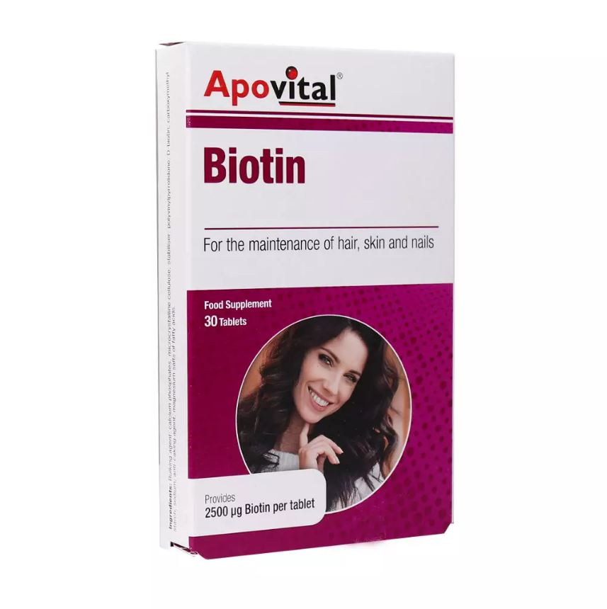 قرص بیوتین آپوویتال 2500 میکروگرمی (Apovital Biotin 2500 µg) بسته 30 عددی