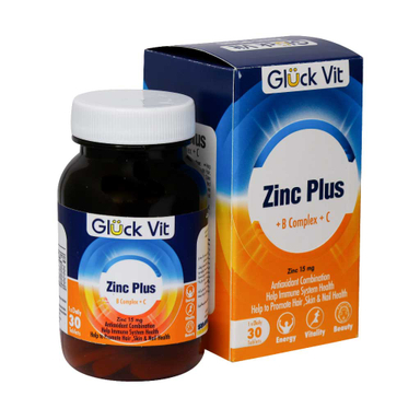 قرص زینک پلاس و بی کمپلکس و ث (Zinc Plus And B Complex And C) گلوک ویت بسته 30 عددی