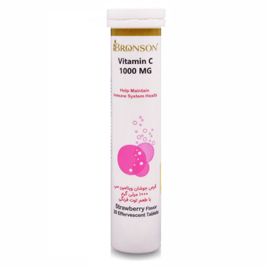 قرص جوشان ویتامین سی 1000 میلی گرم با طعم توت فرنگی (Vitamin C 1000 mg) برونسون بسته 20 عددی