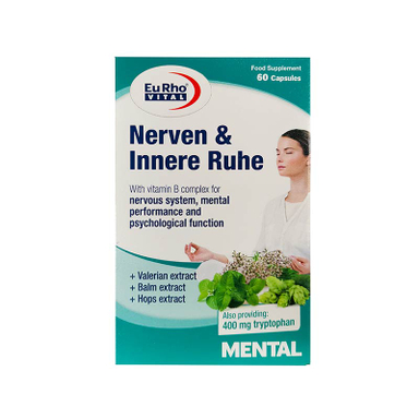 کپسول آرامبخش ضد اضطراب و ضد افسردگی نرون و اینر روهه (Nerven And Innere Ruhe) یورو ویتال بسته 60 عددی