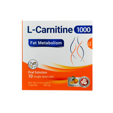 ویال محلول خوراکی ال کارنیتین 1000 پارس بهروزان جم فارما بسته 10 عددی