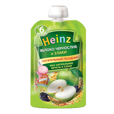 پوره ساندیسی هاینز (Heinz) با طعم سیب، آلو و غلات