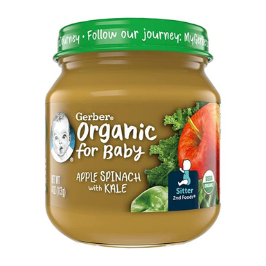 پوره گربر (Gerber) با طعم سیب اسفناج و کلم