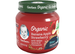 دسر گربر (Gerber) با طعم موز، سیب توت فرنگی همراه با کینوا و دارچین