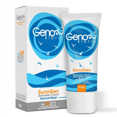 کرم ضد آفتاب رنگی ژنو بایوتیک (Geno Biotic) مدل پوست نرمال و خشک SPF50 حجم 50 گرم