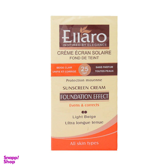 کرم ضد آفتاب رنگی الارو (Ellaro) مدل SPF25 مخصوص انواع پوست حجم 40 میلی لیتر