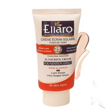 کرم ضد آفتاب رنگی الارو (Ellaro) مدل SPF25 مخصوص انواع پوست حجم 40 میلی لیتر