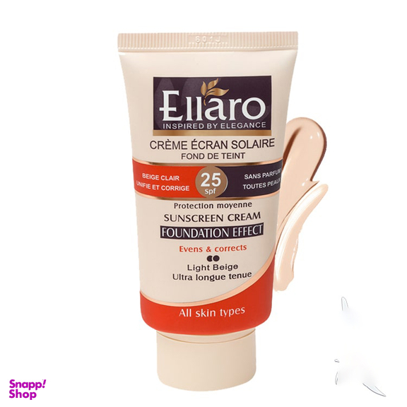 کرم ضد آفتاب رنگی الارو (Ellaro) مدل SPF25 مخصوص انواع پوست حجم 40 میلی لیتر