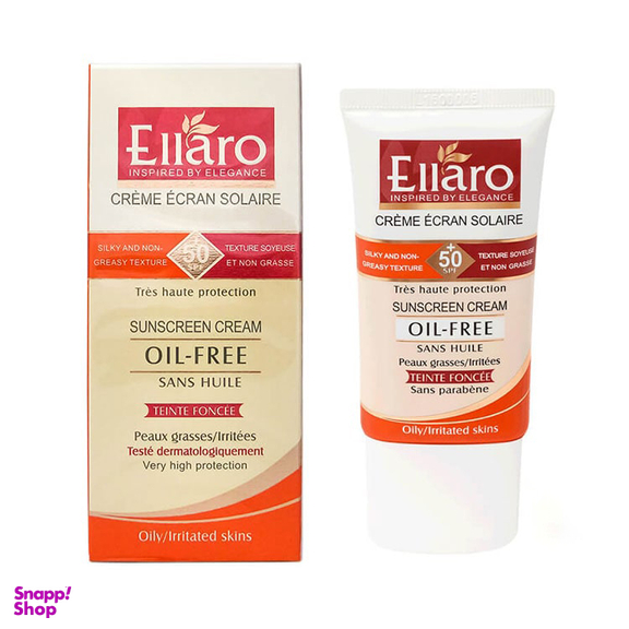 کرم ضد آفتاب رنگی الارو (Ellaro) مدل SPF50 مخصوص پوست چرب حجم 40 میلی لیتر