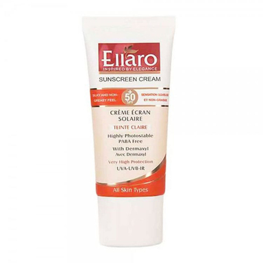 کرم ضد آفتاب رنگی الارو (Ellaro) مدل SPF50 مخصوص پوست چرب حجم 40 میلی لیتر