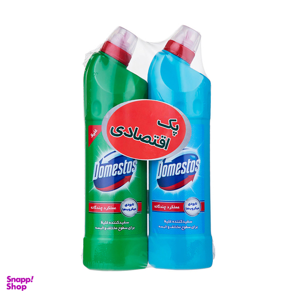پک مایع سفیدکننده غلیظ سطوح دامستوس (Domestos) مدل Mountain Breeze و Eucalyptus Freshness مجموعه 2 عددی