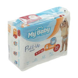 پوشک شورتی بچه مای بیبی بزرگ سایز 4 بسته 30 عددی مجموعه 2 عددی