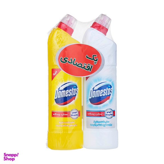 مایع سفیدکننده غلیظ سطوح دامستوس (Domestos) مدل Lemon Fresh و Snow White مجموعه 2 عددی