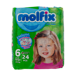 پوشک کودک مولفیکس (Molfix) سایز 6 بسته 24 عددی مجموعه 2 عددی