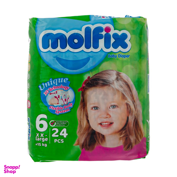 پوشک کودک مولفیکس (Molfix) سایز 6 بسته 24 عددی مجموعه 2 عددی