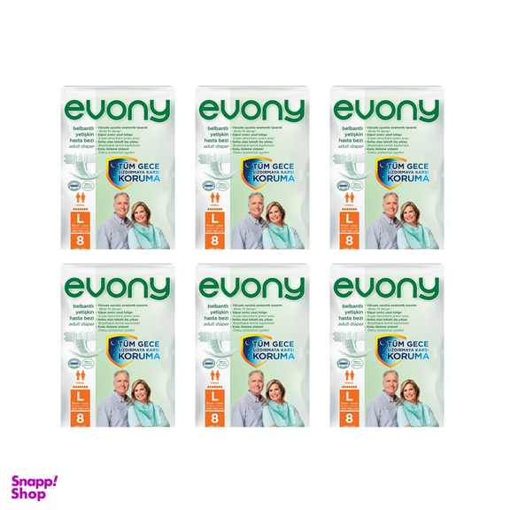پوشینه چسبی بزرگسال اوونی (Evony) مدل 01 سایز بزرگ مجموعه 6 عددی