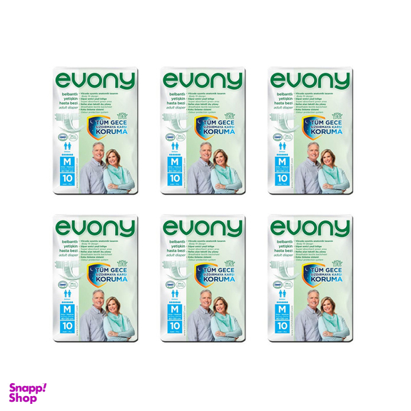 پوشینه چسبی بزرگسال اوونی (Evony) کد 01 سایز متوسط مجموعه 6 عددی