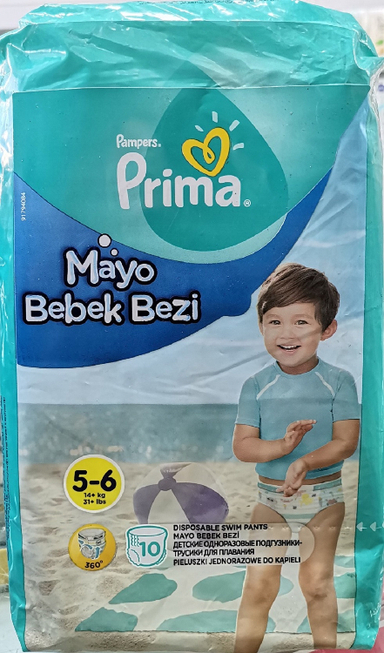 پوشک شورتی کودک پریما پمپرز (Prima Pampers) مدل استخری 6-5 سایز متوسط بسته 10 عددی