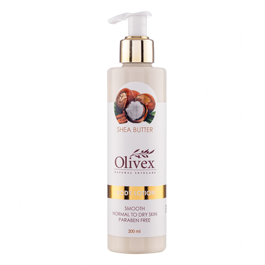لوسیون آبرسان بدن الیوکس (Olivex) حاوی Shea Butter مناسب پوست نرمال تا خشک حجم 200 میلی لیتر
