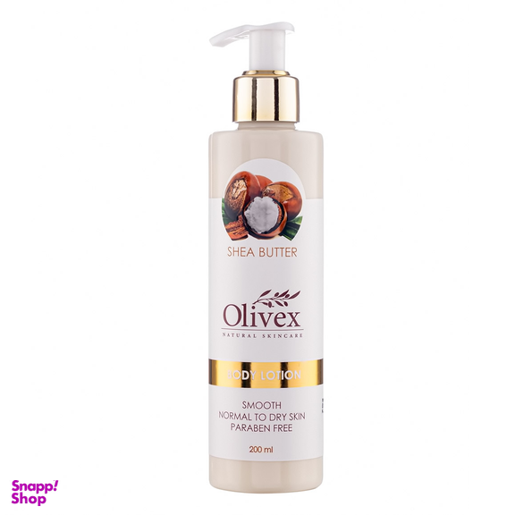 لوسیون آبرسان بدن الیوکس (Olivex) حاوی Shea Butter مناسب پوست نرمال تا خشک حجم 200 میلی لیتر
