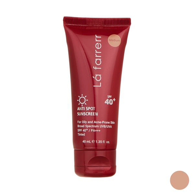کرم ضدآفتاب و ضدلک رنگی لافارر مدل SPF40-Medium مناسب پوست های چرب و مستعد آکنه حجم 40 میلی لیتر
