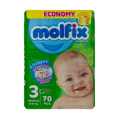پوشک مولفیکس (Molfix) سایز 3 بسته 70 عددی