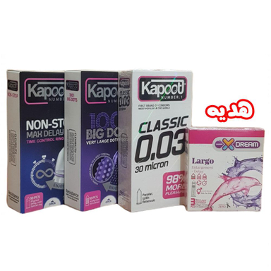 پک ویژه کاندوم های خاردار تاخیری و فوق نازک کاپوت (Kapoot) به همراه هدیه