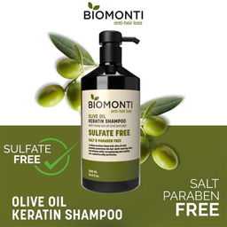 شامپو بدون سولفات ضد ریزش و کراتینه بیومونتی (Biomonti) Biomonti حاوی روغن زیتون 1000 میلی لیتر