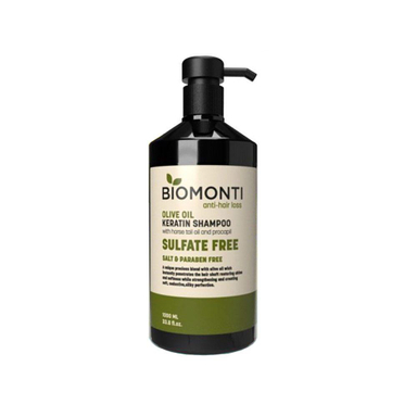 شامپو بدون سولفات ضد ریزش و کراتینه بیومونتی (Biomonti) Biomonti حاوی روغن زیتون 1000 میلی لیتر