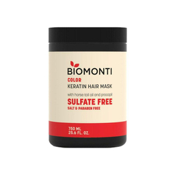 ماسک مو بدون سولفات بیومونتی (Biomonti) Biomonti حاوی کراتین برای موهای رنگ شده حجم 750 میلی لیتری