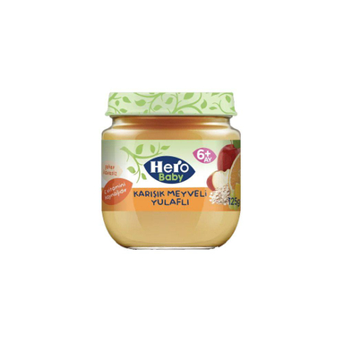 پوره میوه جو دوسر و مخلوط میوه هیرو بیبی (Hero Baby) حجم 125 گرم
