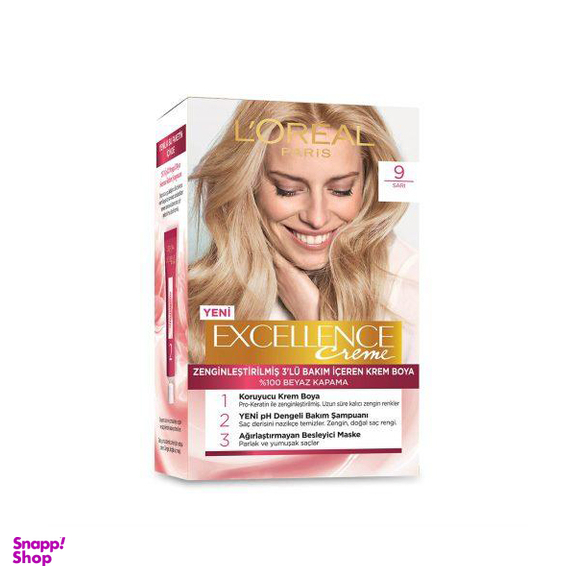 کیت رنگ مو لورآل (Loreal) سری EXCELLENCE شماره 9 بلوند روشن