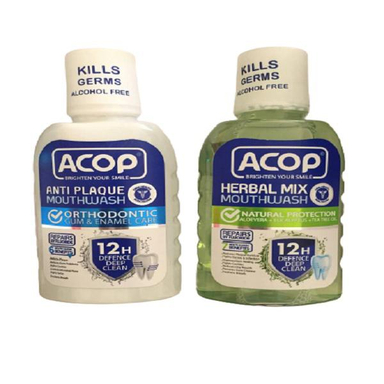 دهان‌ شویه آکوپ (Acop) مدل Anti Plaque حجم 300 میلی‌ لیتر و دهان‌ شویه آکوپ مدل Herbal Mix حجم 300 میلی‌ لیتر