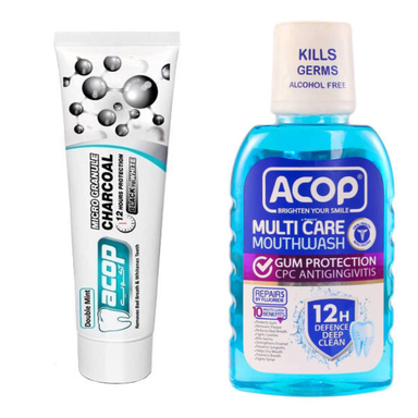 دهان شویه آکوپ (Acop) مدل Multi Care حجم 300 میلی‌ لیتر و خمیر دندان آکوپ مدل Double Mint وزن 90 گرم
