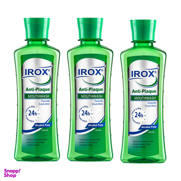 دهان شویه ایروکس (Irox) مدل Anti Plaque حجم 250 میلی‌لیتر مجموعه 3 عددی
