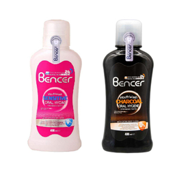 دهان شویه بنسر (Bencer) مدل Charcoal حجم 400 میلی‌ لیتر + دهان شویه بنسر مدل Sensitive حجم 400 میلی لیتر