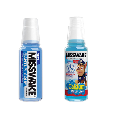 دهان شویه میسویک (Misswake) مدل Anti Plaque حجم 200 میلی‌ لیتر + دهان شویه کودک مدل Chase حجم 200 میلی‌ لیتر