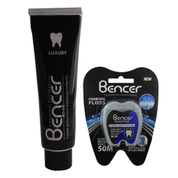 خمیر دندان بنسر (Bencer) مدل Charcoal حجم 100 میلی لیتر + نخ دندان بنسر مدل Charcoal طول 50 متر