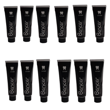 خمیر دندان بنسر (Bencer) مدل ذغالی حجم 100 میلی‌ لیتر بسته 12عددی