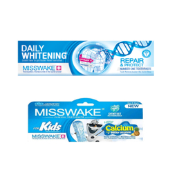 خمیر دندان میسویک (Misswake) مدل Whitening حجم 100 میلی‌ لیتر + خمیر دندان کودک مدل آدم برفی حجم 50 میلی‌ لیتر