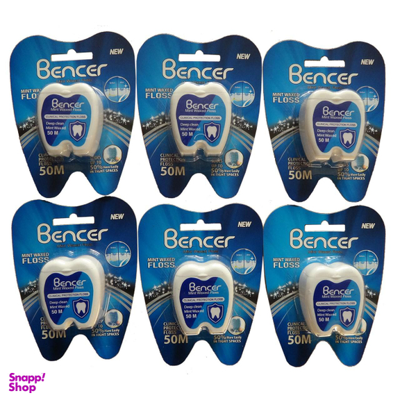 نخ دندان بنسر (Bencer) مدل Mint طول 50 متر بسته 6 عددی