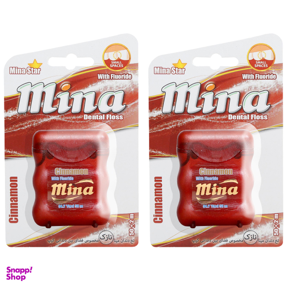 نخ دندان مینا (Mina) مدل Narrow با اسانس دارچین طول 50 متر بسته 2 عددی