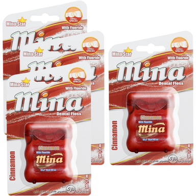 نخ دندان مینا (Mina) مدل Narrow با اسانس دارچین طول 50 متر بسته 4 عددی