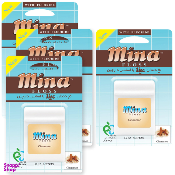 نخ دندان مینا (Mina) مدل Cinnamon طول 50 متر بسته 4 عددی